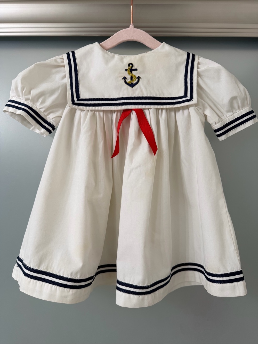 Vintage 1970’s Nautical Sailor Dress with Anchor Dress 24M